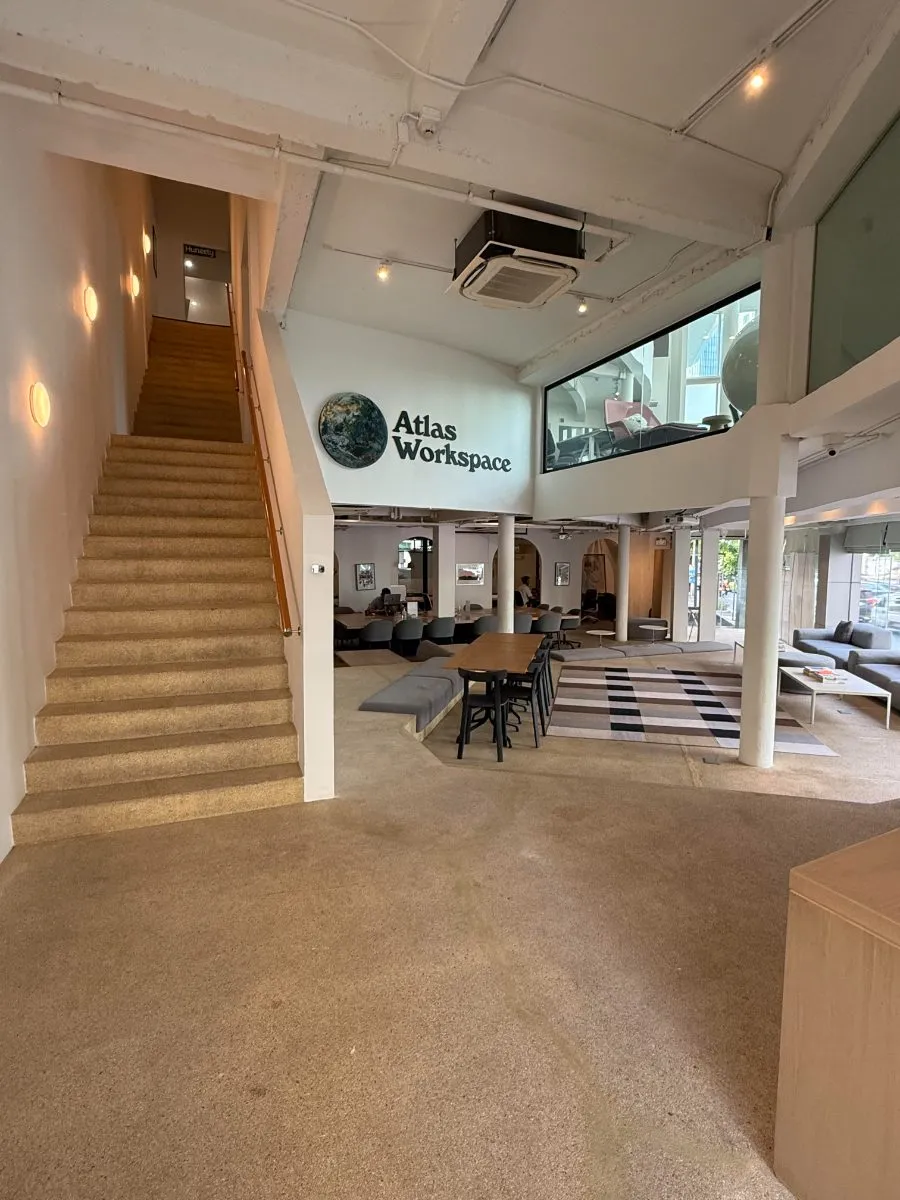 Lobby with the Atlas Workspace globe and lounge